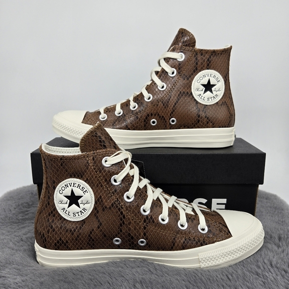 Converse Chuck Taylor All Star High Snakeskin Dark Whiskey Women's Shoes Size 7 - Picture 6 of 8